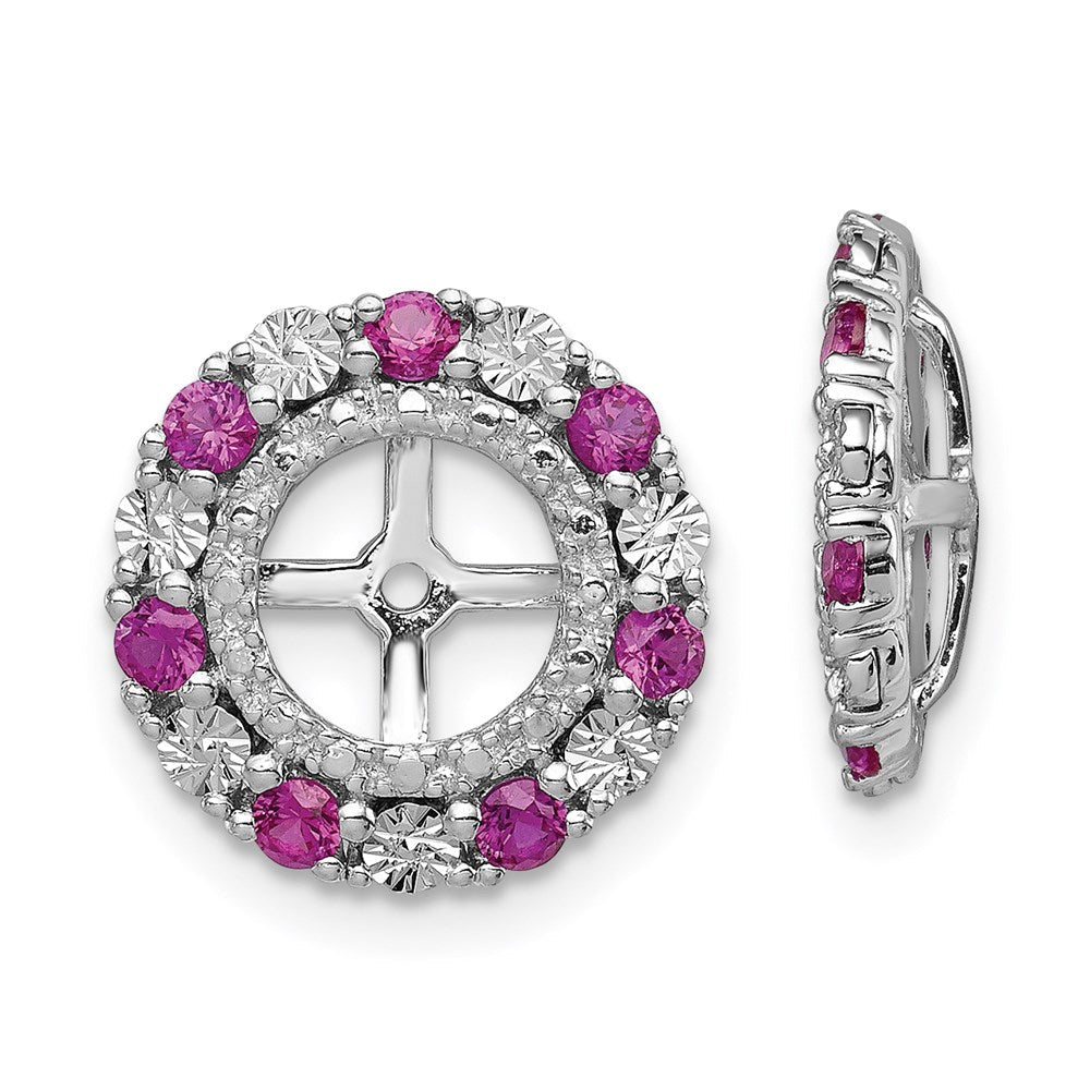 Sterlingsilber Rhodium Erzeugt Rubin Ohrring Jacke