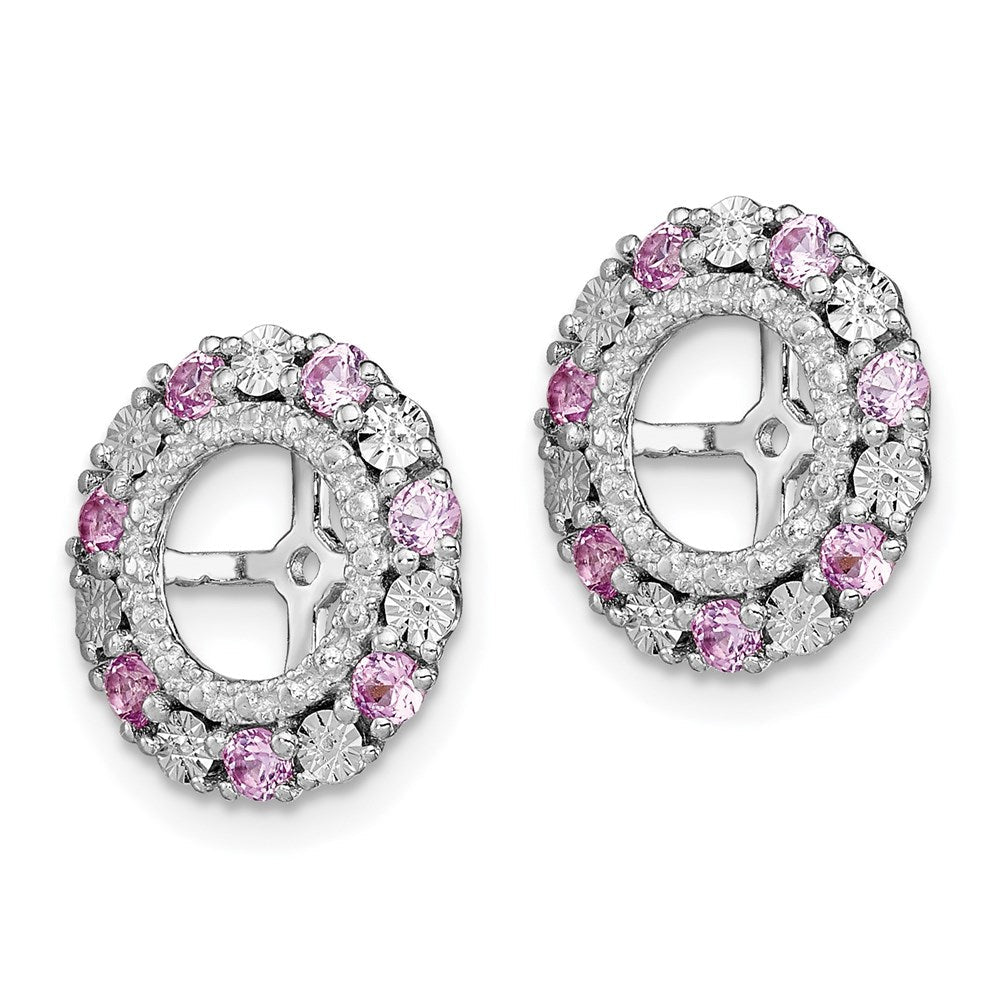 Sterlingsilber Rhodium Erzeugt Rosa Saphir Ohrring Jacke