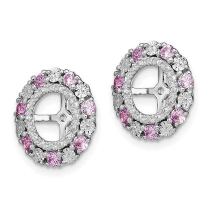 Sterlingsilber Rhodium Erzeugt Rosa Saphir Ohrring Jacke