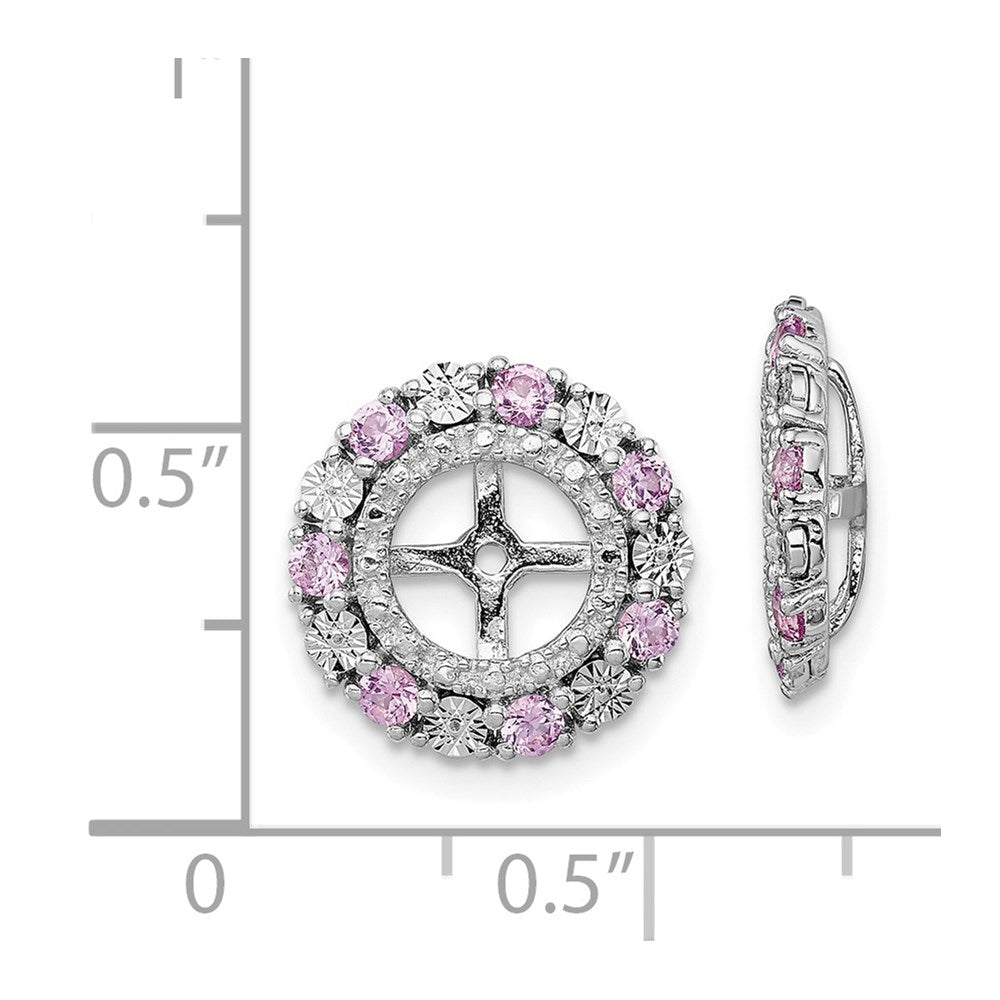 Sterlingsilber Rhodium Erzeugt Rosa Saphir Ohrring Jacke