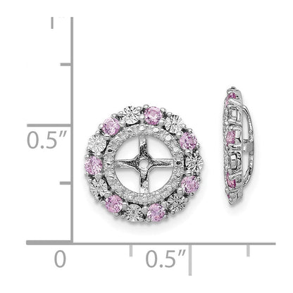 Sterlingsilber Rhodium Erzeugt Rosa Saphir Ohrring Jacke