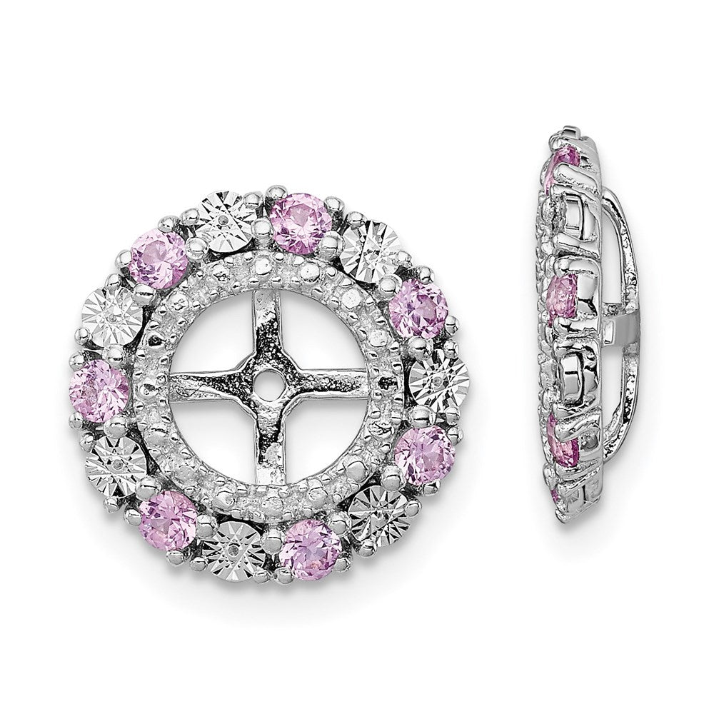 Sterlingsilber Rhodium Erzeugt Rosa Saphir Ohrring Jacke