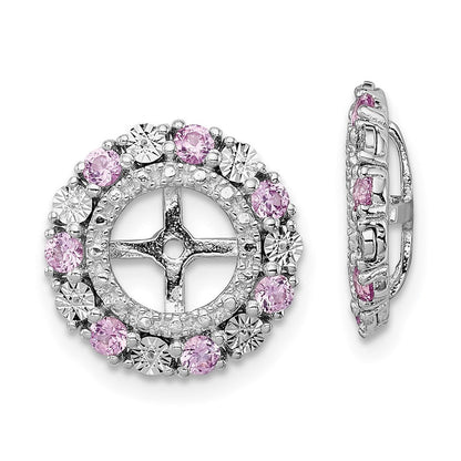 Sterlingsilber Rhodium Erzeugt Rosa Saphir Ohrring Jacke
