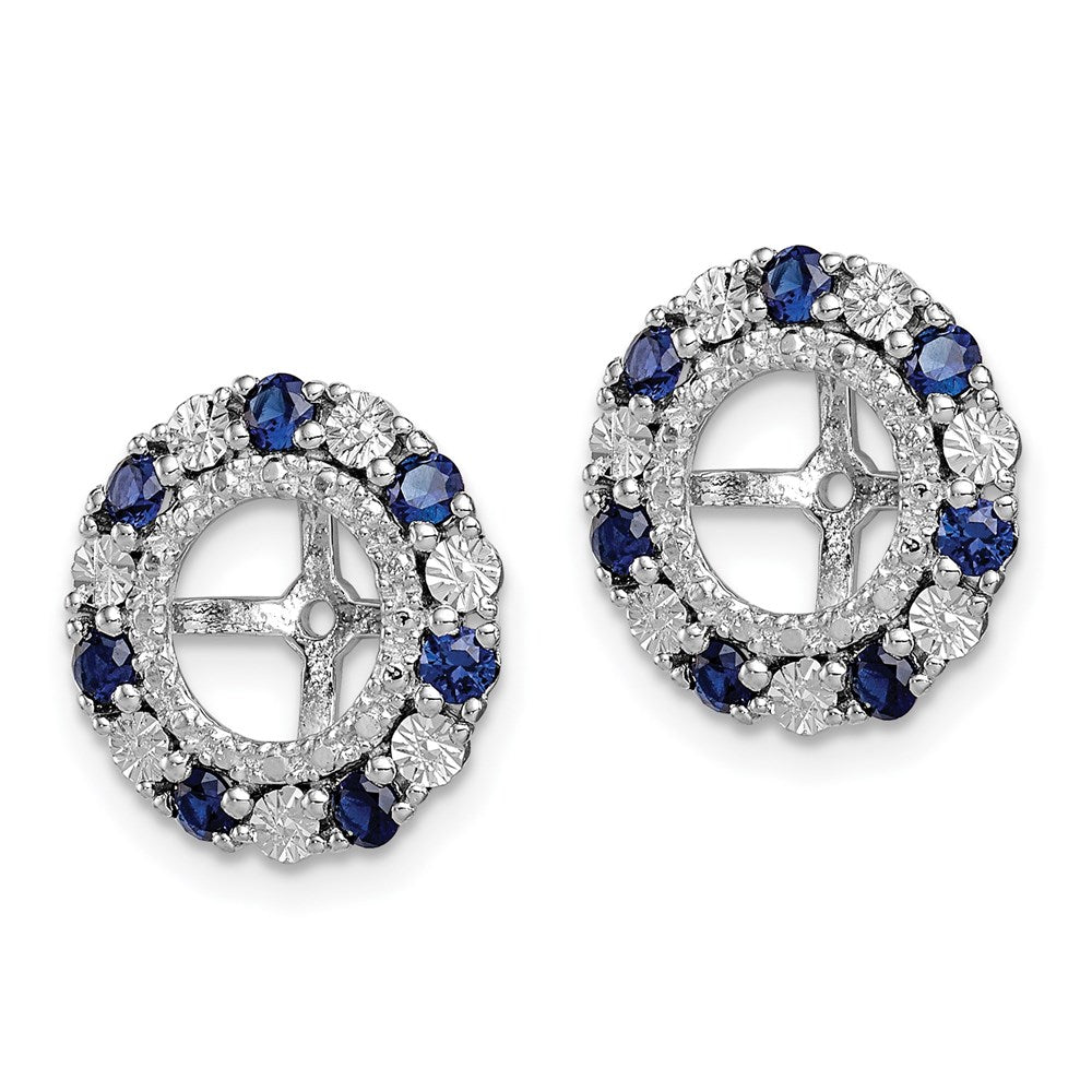 Sterlingsilber Rhodium Erzeugt Saphir Ohrring Jacke