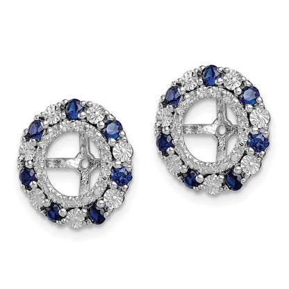 Sterlingsilber Rhodium Erzeugt Saphir Ohrring Jacke
