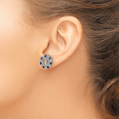 Sterlingsilber Rhodium Erzeugt Saphir Ohrring Jacke