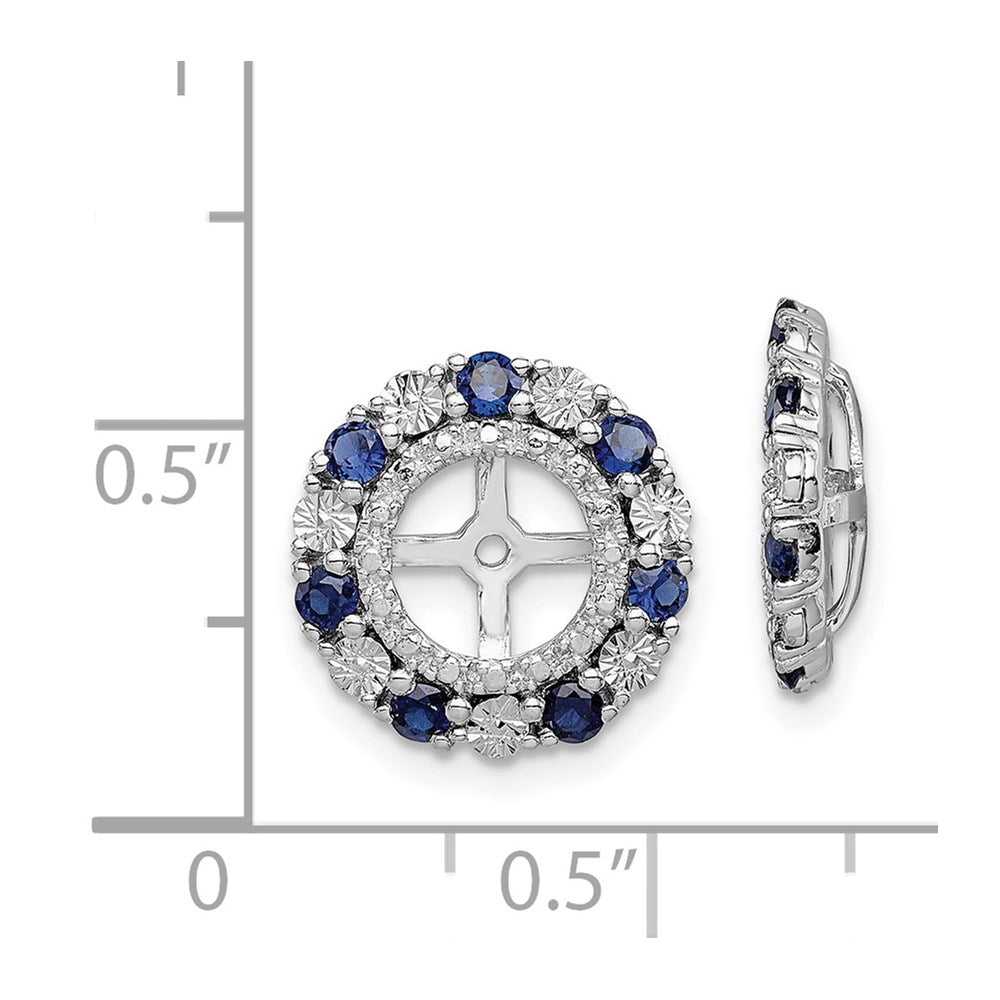 Sterlingsilber Rhodium Erzeugt Saphir Ohrring Jacke