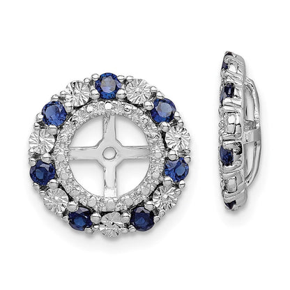 Sterlingsilber Rhodium Erzeugt Saphir Ohrring Jacke