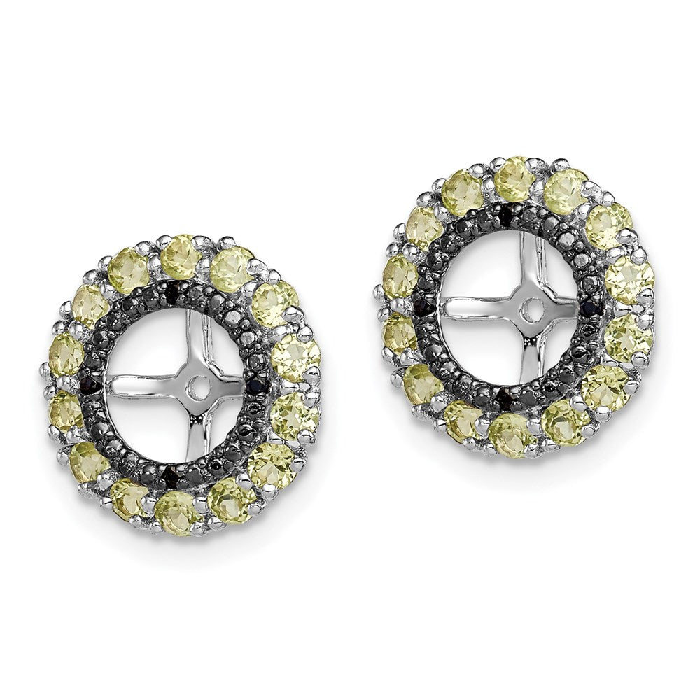 Sterlingsilber Rhodium Peridot & Schwarz Saphir Ohrring Jacke