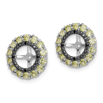Sterlingsilber Rhodium Peridot & Schwarz Saphir Ohrring Jacke