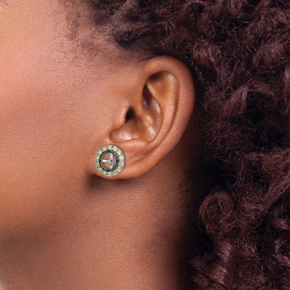 Sterlingsilber Rhodium Peridot & Schwarz Saphir Ohrring Jacke