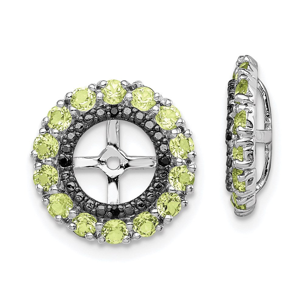 Sterlingsilber Rhodium Peridot & Schwarz Saphir Ohrring Jacke