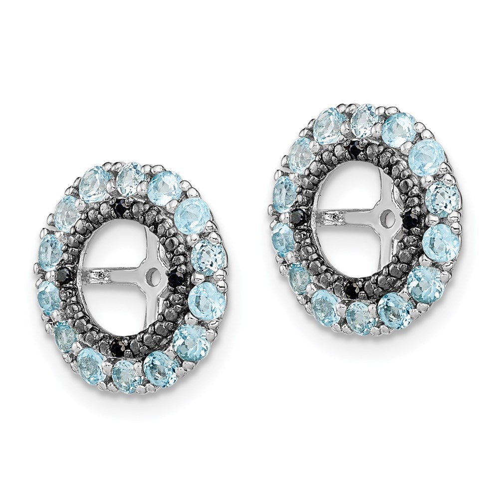 Sterlingsilber Rhodium Schweizer Blautopas & Schwarz Saphir Ohrring Jacke