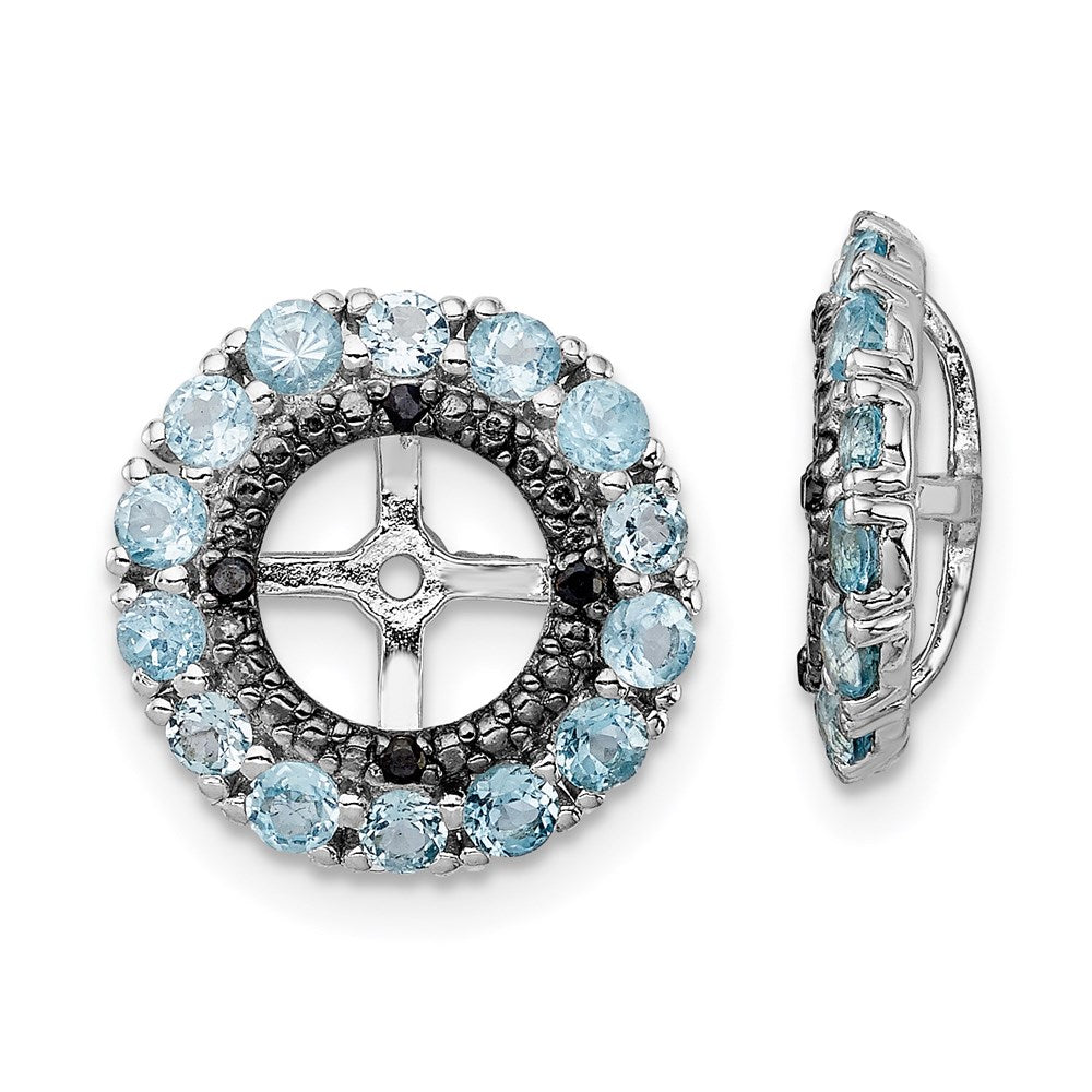 Sterlingsilber Rhodium Schweizer Blautopas & Schwarz Saphir Ohrring Jacke