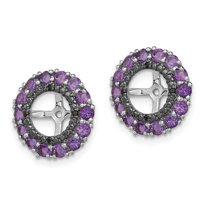 Sterlingsilber Rhodium Amethyst & Schwarz Saphir Ohrring Jacke