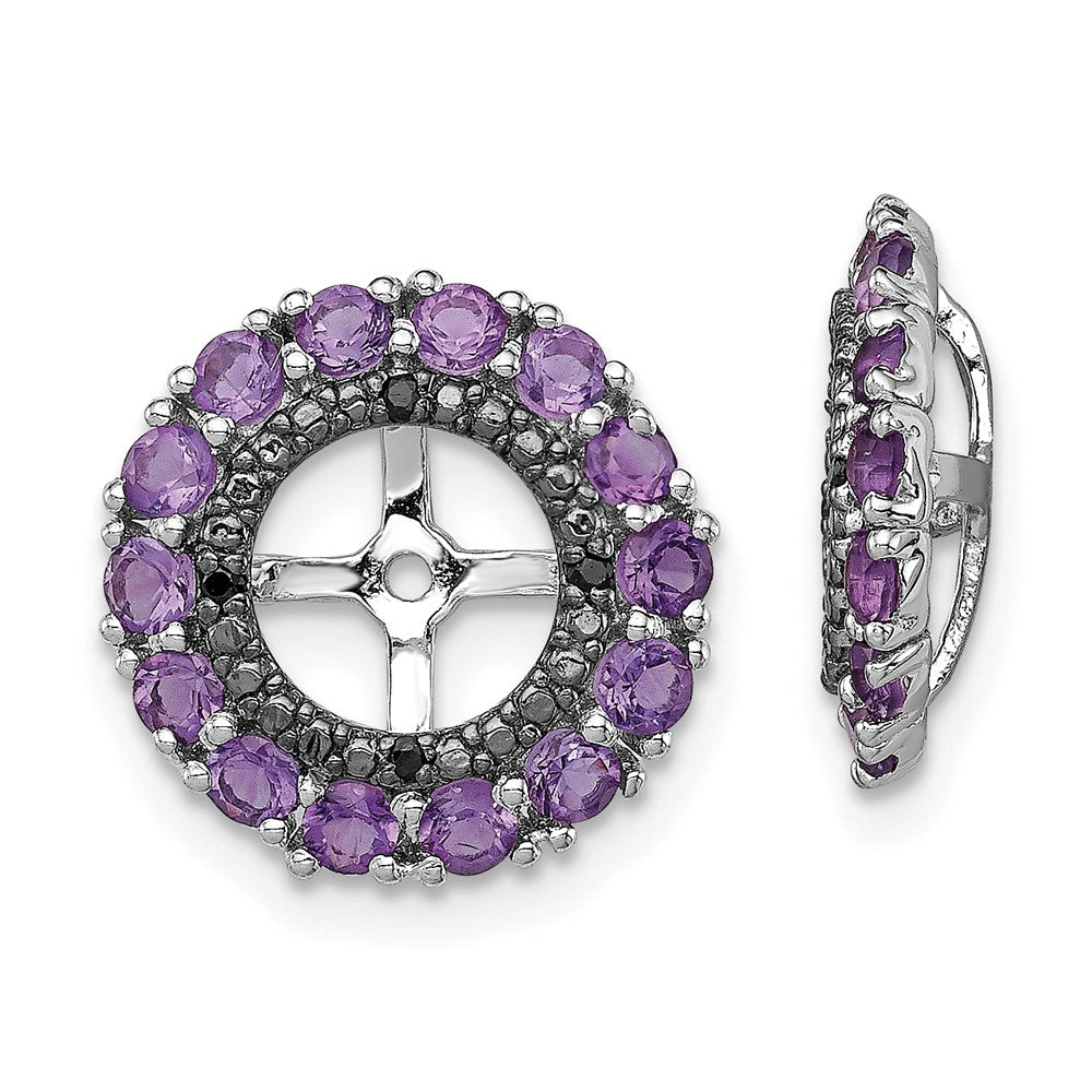Sterlingsilber Rhodium Amethyst & Schwarz Saphir Ohrring Jacke