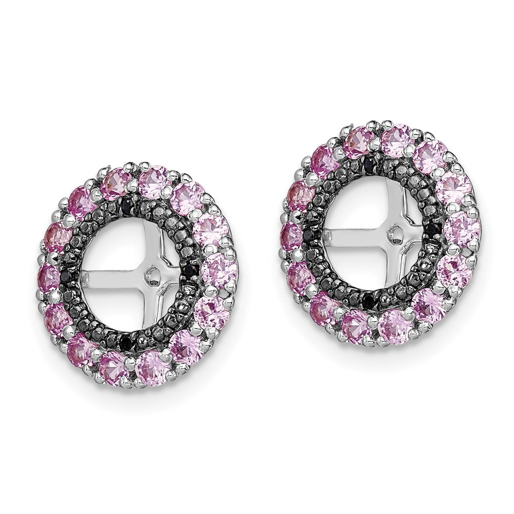 Sterlingsilber Rhodium Crted Rosa Saphir & Schwarz Ohrring Jacke