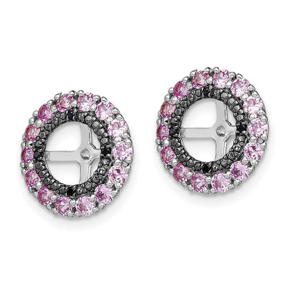 Sterlingsilber Rhodium Crted Rosa Saphir & Schwarz Ohrring Jacke