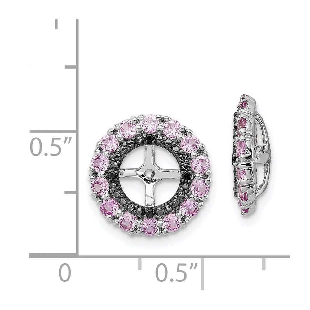 Sterlingsilber Rhodium Crted Rosa Saphir & Schwarz Ohrring Jacke