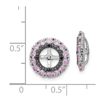 Sterlingsilber Rhodium Crted Rosa Saphir & Schwarz Ohrring Jacke