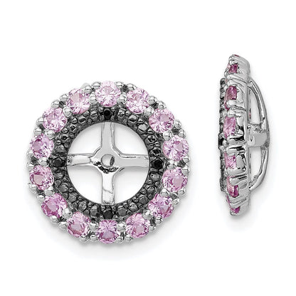 Sterlingsilber Rhodium Crted Rosa Saphir & Schwarz Ohrring Jacke