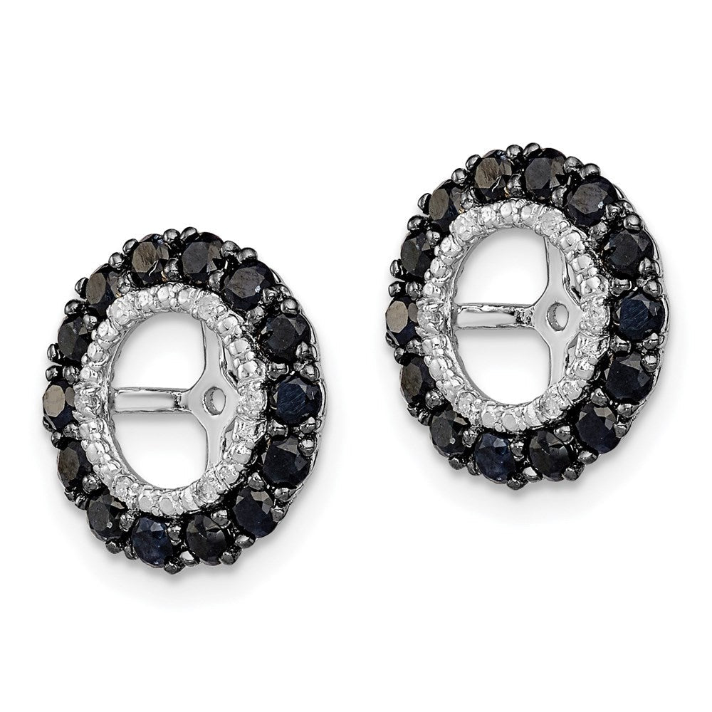 Sterlingsilber Rhodium Diamant. & Schwarz Saphir Ohrring Jacke