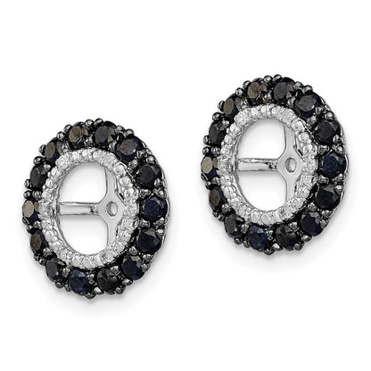 Sterlingsilber Rhodium Diamant. & Schwarz Saphir Ohrring Jacke
