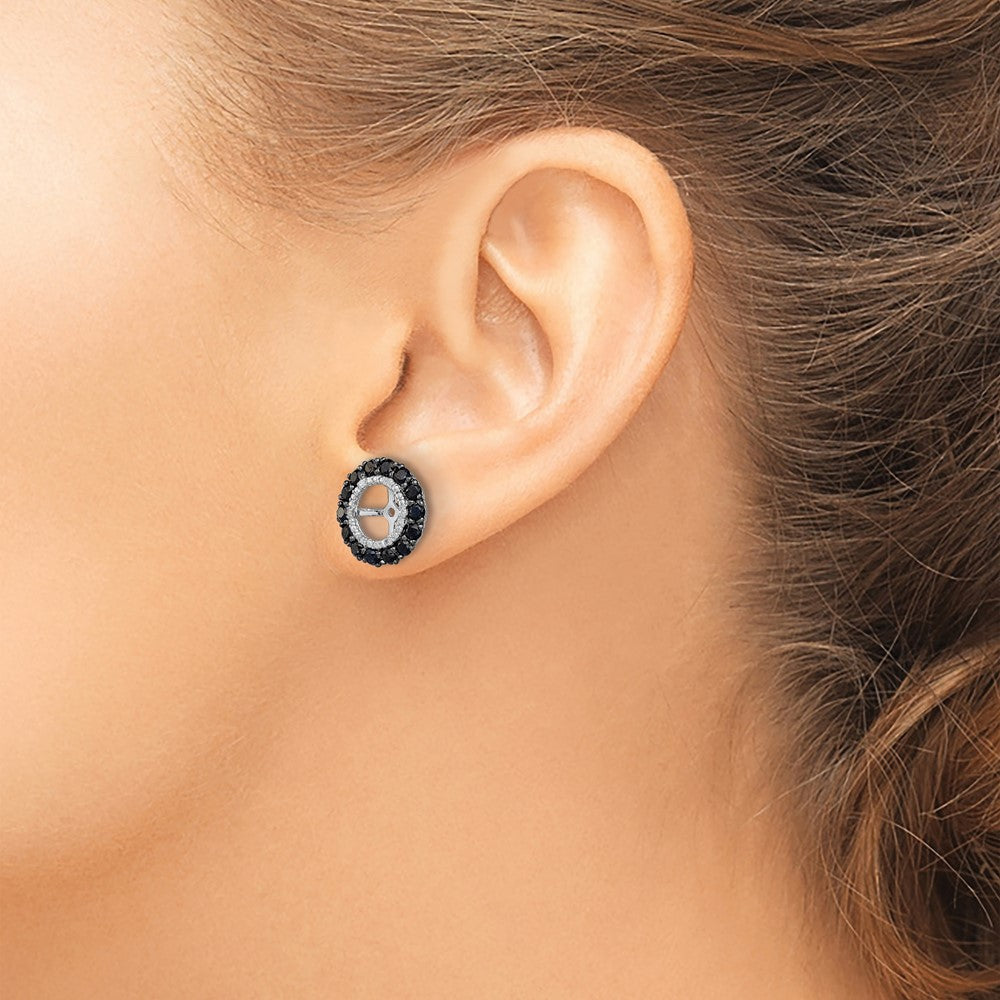 Sterlingsilber Rhodium Diamant. & Schwarz Saphir Ohrring Jacke