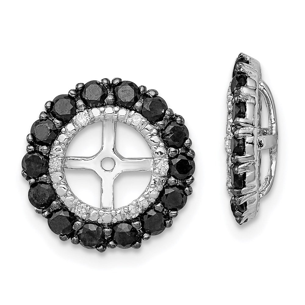 Sterlingsilber Rhodium Diamant. & Schwarz Saphir Ohrring Jacke