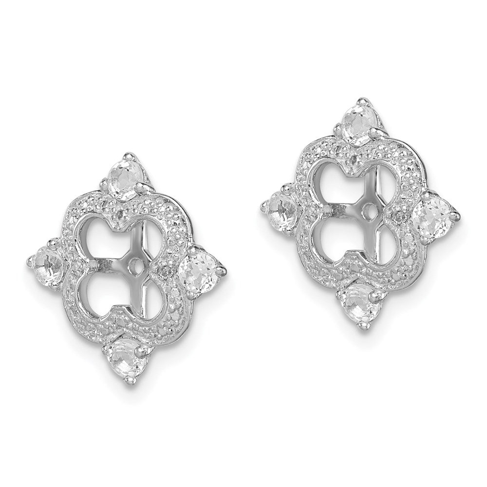 Sterlingsilber Rhodium Diamant. & Weiß Topas Ohrring Jacke