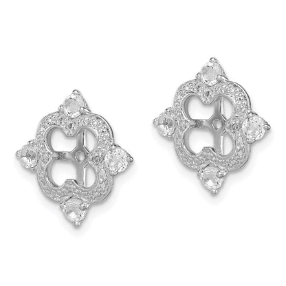 Sterlingsilber Rhodium Diamant. & Weiß Topas Ohrring Jacke