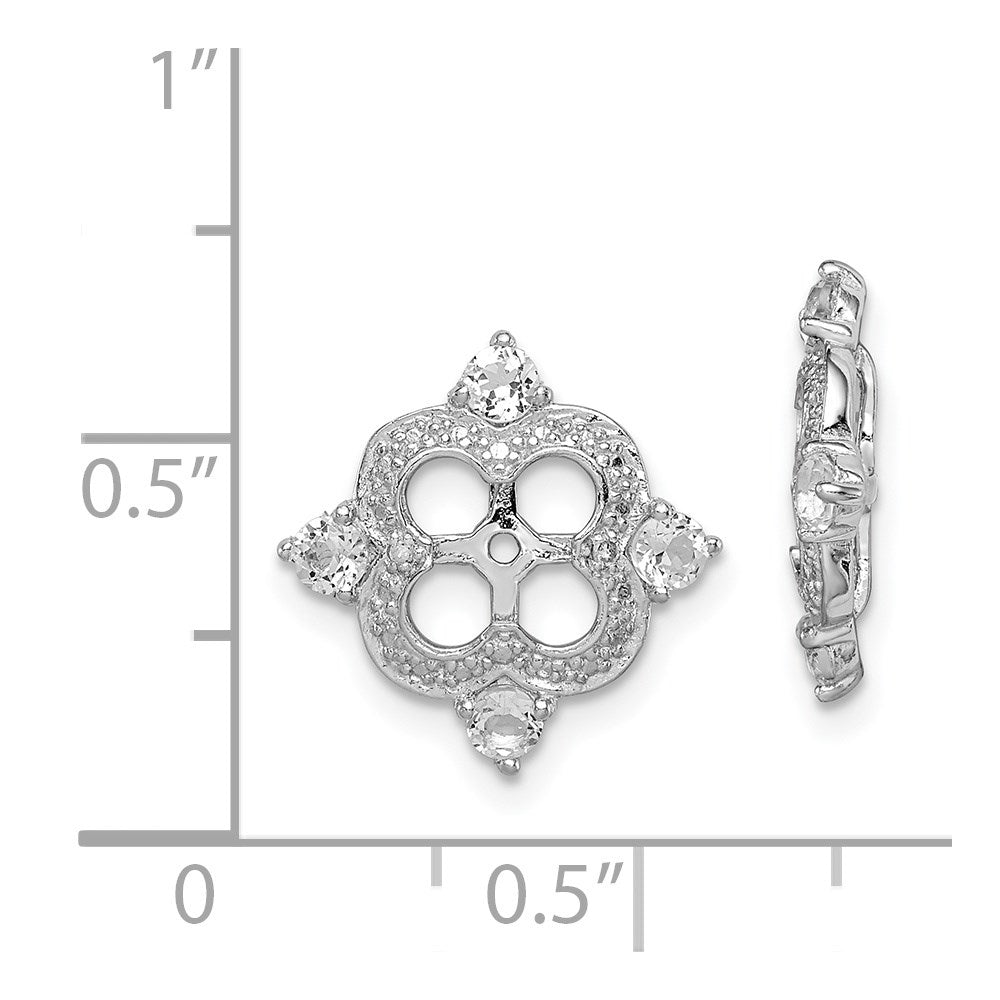 Sterlingsilber Rhodium Diamant. & Weiß Topas Ohrring Jacke