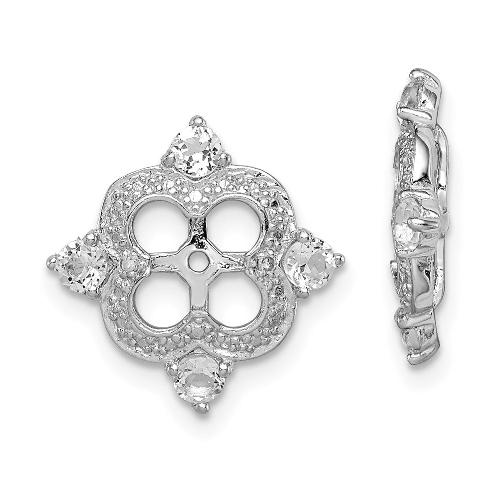 Sterlingsilber Rhodium Diamant. & Weiß Topas Ohrring Jacke