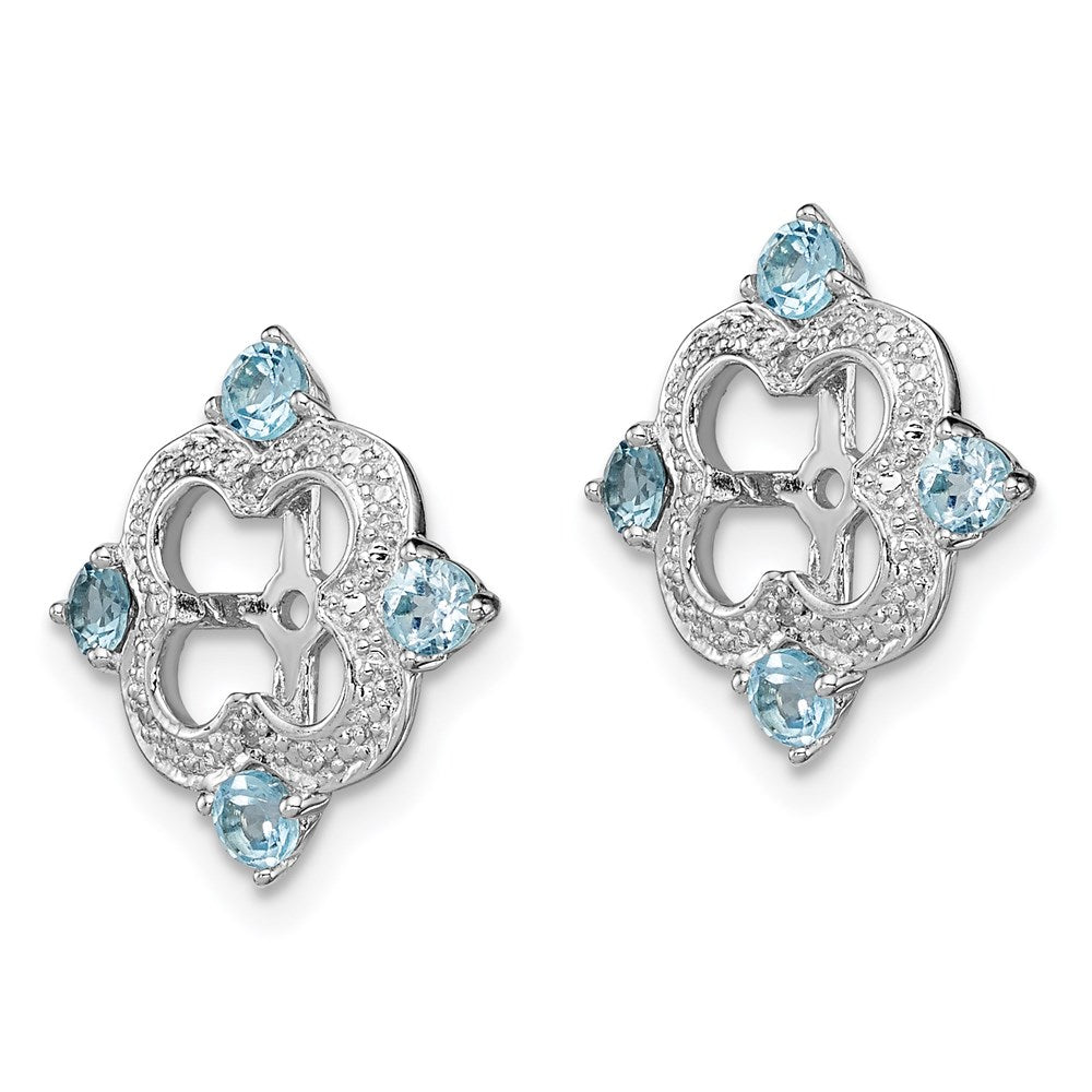 Sterlingsilber Rhodium Diamant. & Schweizer Blautopas Ohrring Jacke