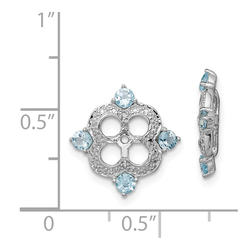 Sterlingsilber Rhodium Diamant. & Schweizer Blautopas Ohrring Jacke