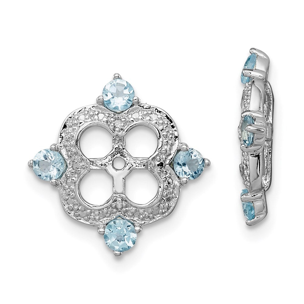 Sterlingsilber Rhodium Diamant. & Schweizer Blautopas Ohrring Jacke