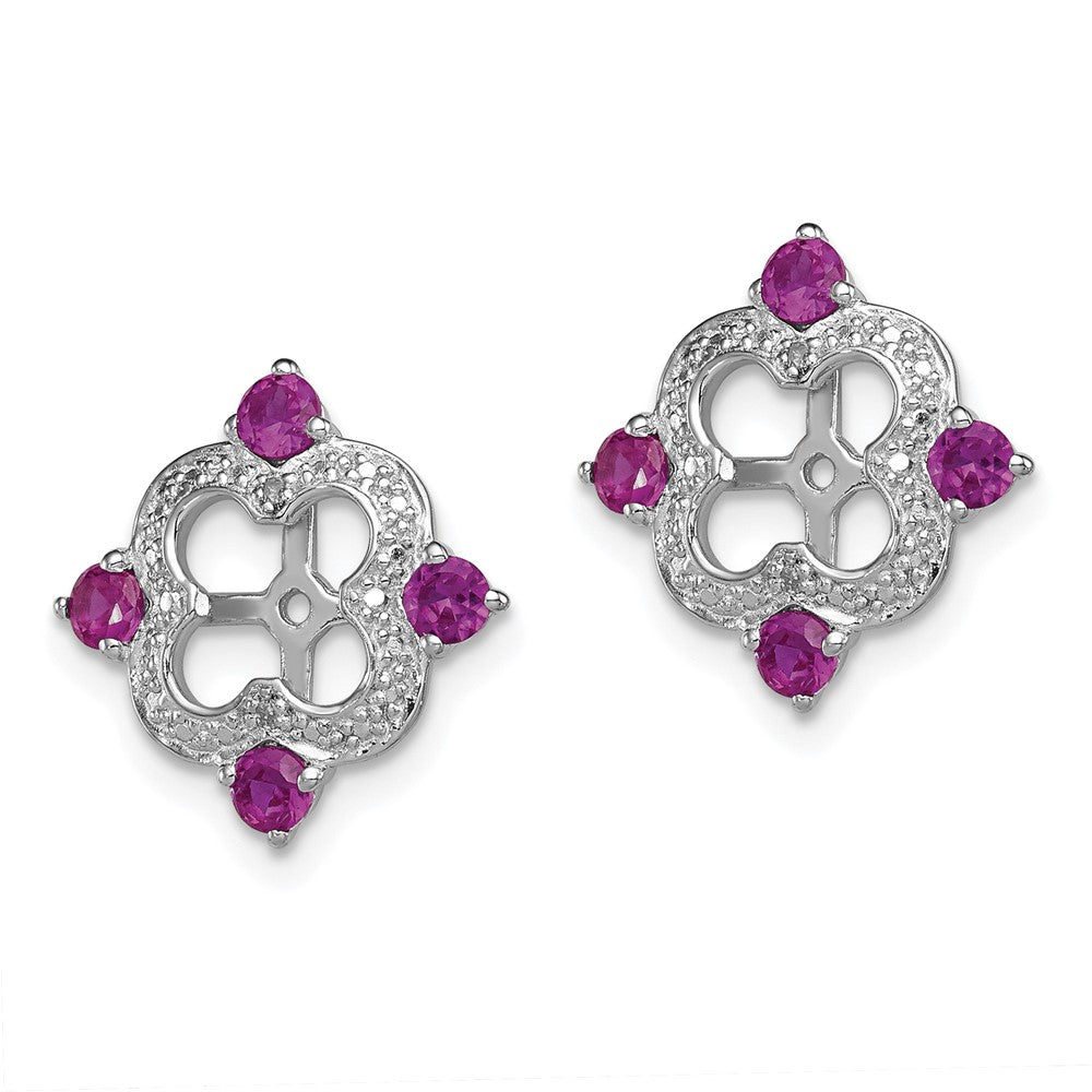 Sterlingsilber Rhodium Diamant. & Rhodolith Granat Ohrring Jacke