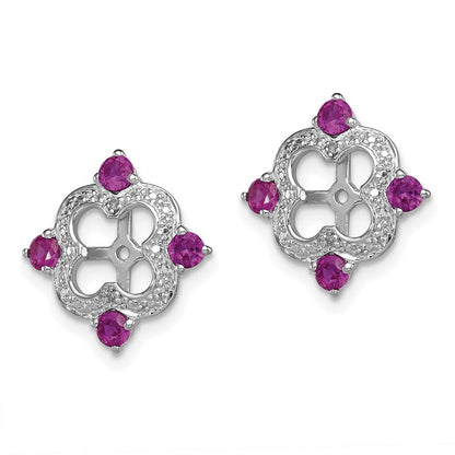 Sterlingsilber Rhodium Diamant. & Rhodolith Granat Ohrring Jacke