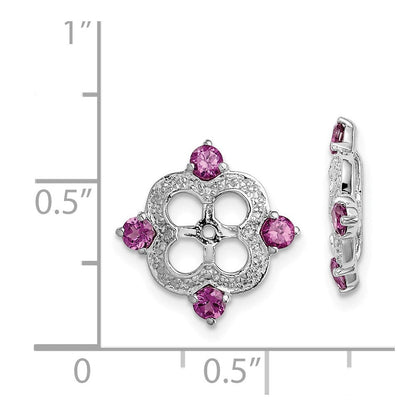 Sterlingsilber Rhodium Diamant. & Rhodolith Granat Ohrring Jacke