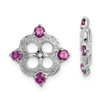 Sterlingsilber Rhodium Diamant. & Rhodolith Granat Ohrring Jacke