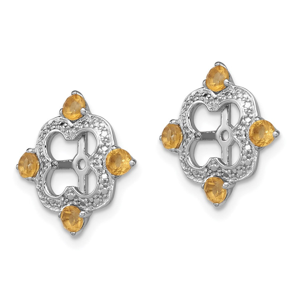 Sterlingsilber Rhodium Diamant. & Citrin Ohrring Jacke