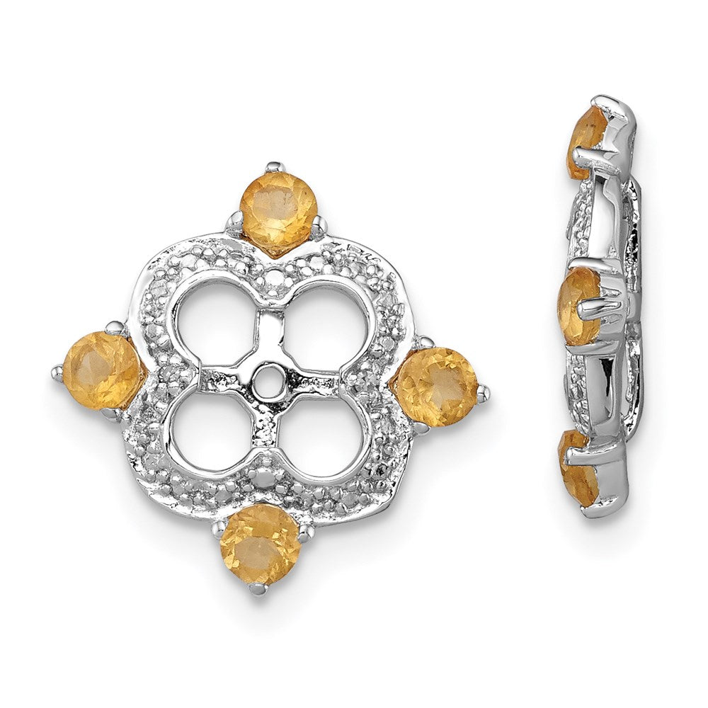 Sterlingsilber Rhodium Diamant. & Citrin Ohrring Jacke
