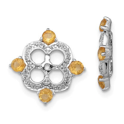 Sterlingsilber Rhodium Diamant. & Citrin Ohrring Jacke