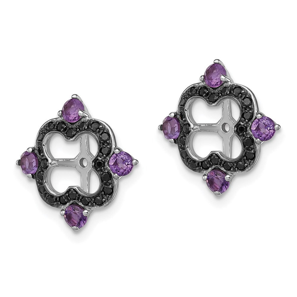Sterlingsilber Rhodium Amethyst & Schwarz Saphir Ohrring Jacke