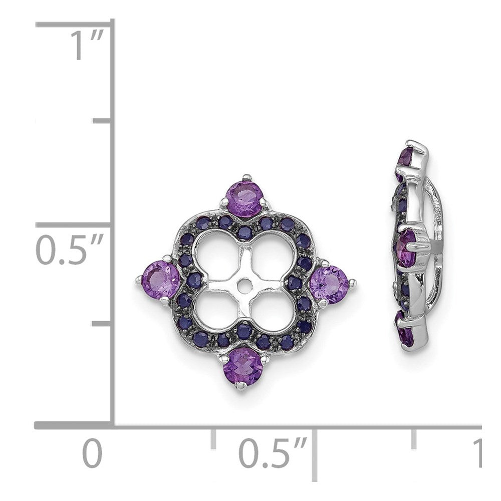 Sterlingsilber Rhodium Amethyst & Schwarz Saphir Ohrring Jacke