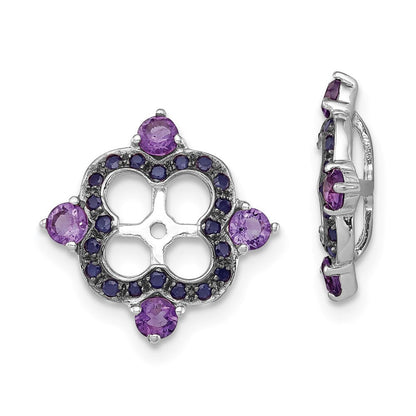 Sterlingsilber Rhodium Amethyst & Schwarz Saphir Ohrring Jacke