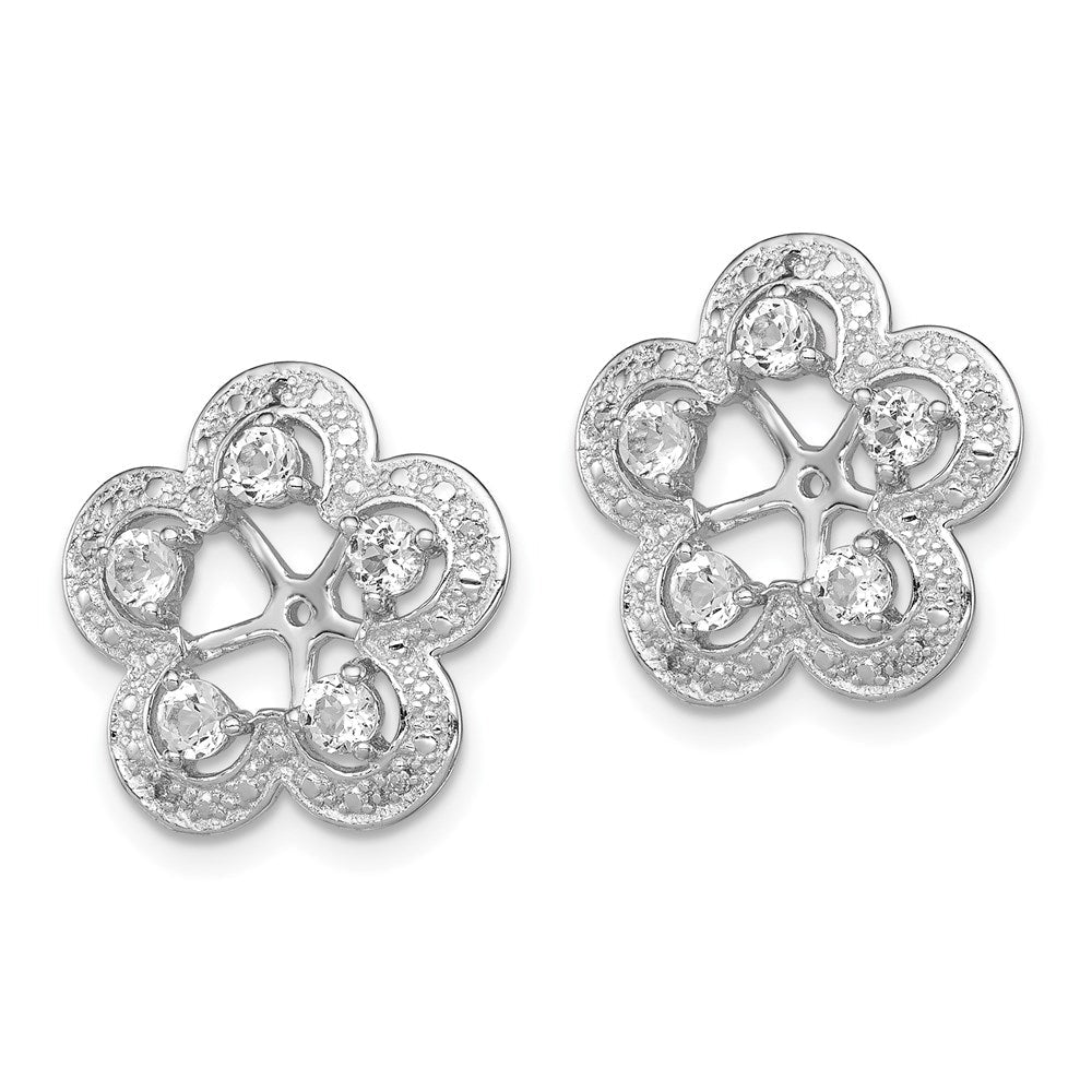 Sterlingsilber Rhodium Diamant. & Weiß Topas Ohrring Jacke