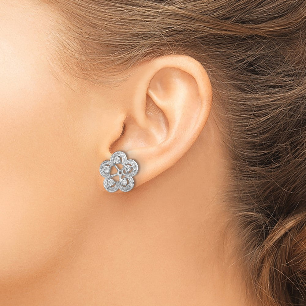 Sterlingsilber Rhodium Diamant. & Weiß Topas Ohrring Jacke