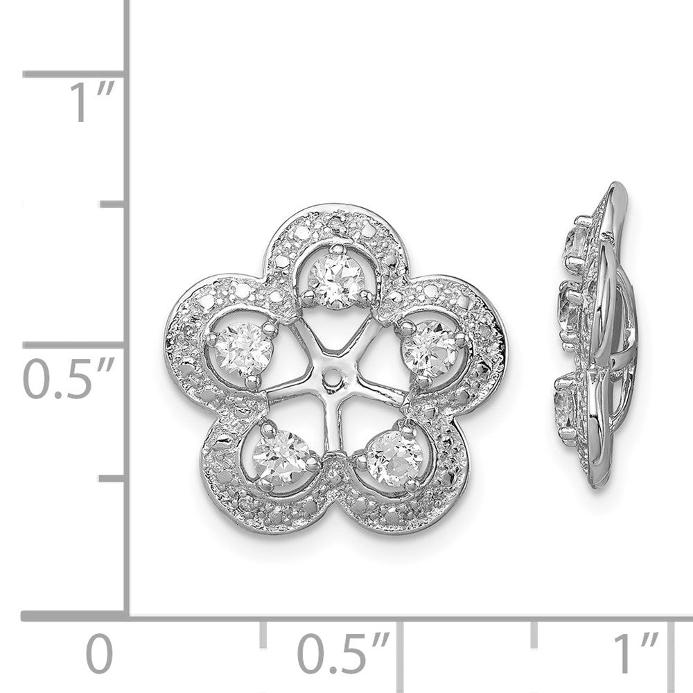 Sterlingsilber Rhodium Diamant. & Weiß Topas Ohrring Jacke