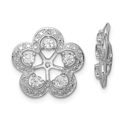 Sterlingsilber Rhodium Diamant. & Weiß Topas Ohrring Jacke